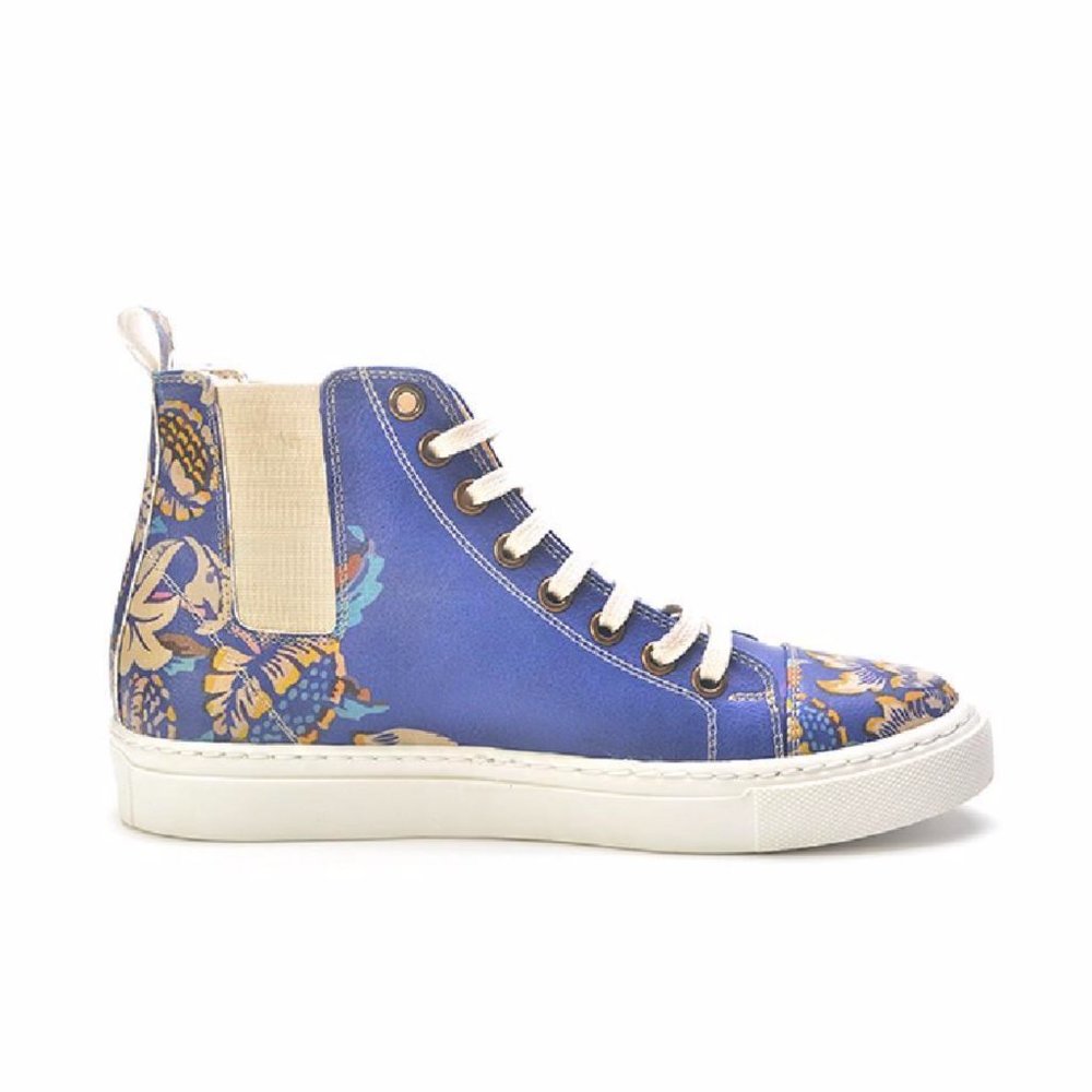 Goby Shoes - Blue Floral Short Boots - Picture 4 of 5